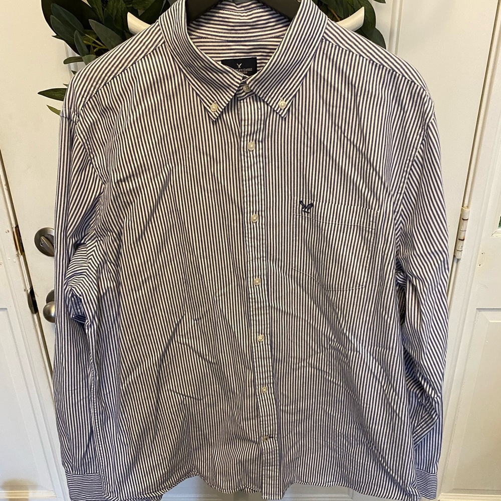 Mens American Eagle Stripe Button Down LS XXL
